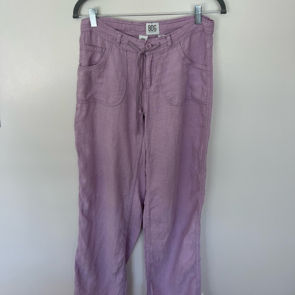 BDG Urban Outfitters Mid Rise Linen 5-Pocket Pants, Lilac, Xs